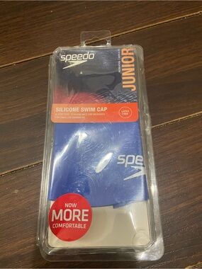 NEW Speedo Junior Silicone Swim Cap, Latex-Free, Streamlined Design - NAVY BLUE